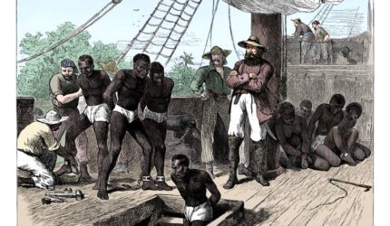Captives-being-brought-on-board-a-slave-ship-on-the-west-coast-of-africa--slave-coast-